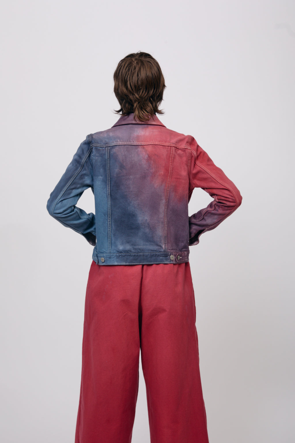 Warm Watercolor Reworked Denim Jacket