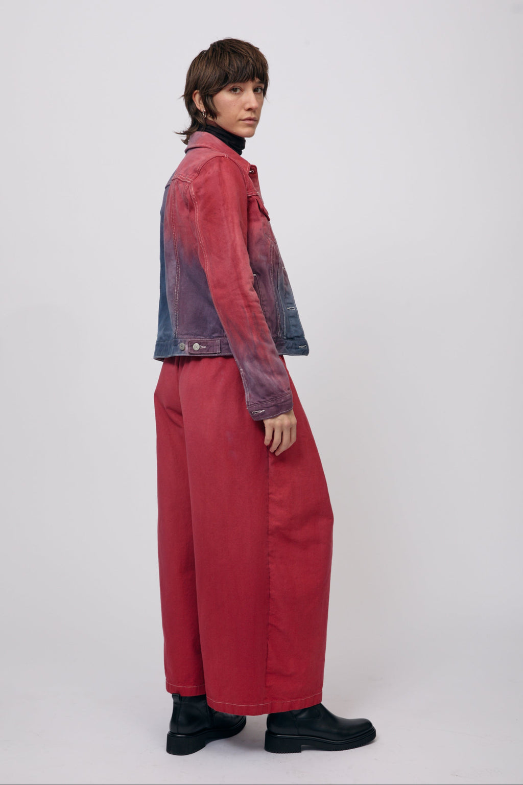 Warm Watercolor Reworked Denim Jacket