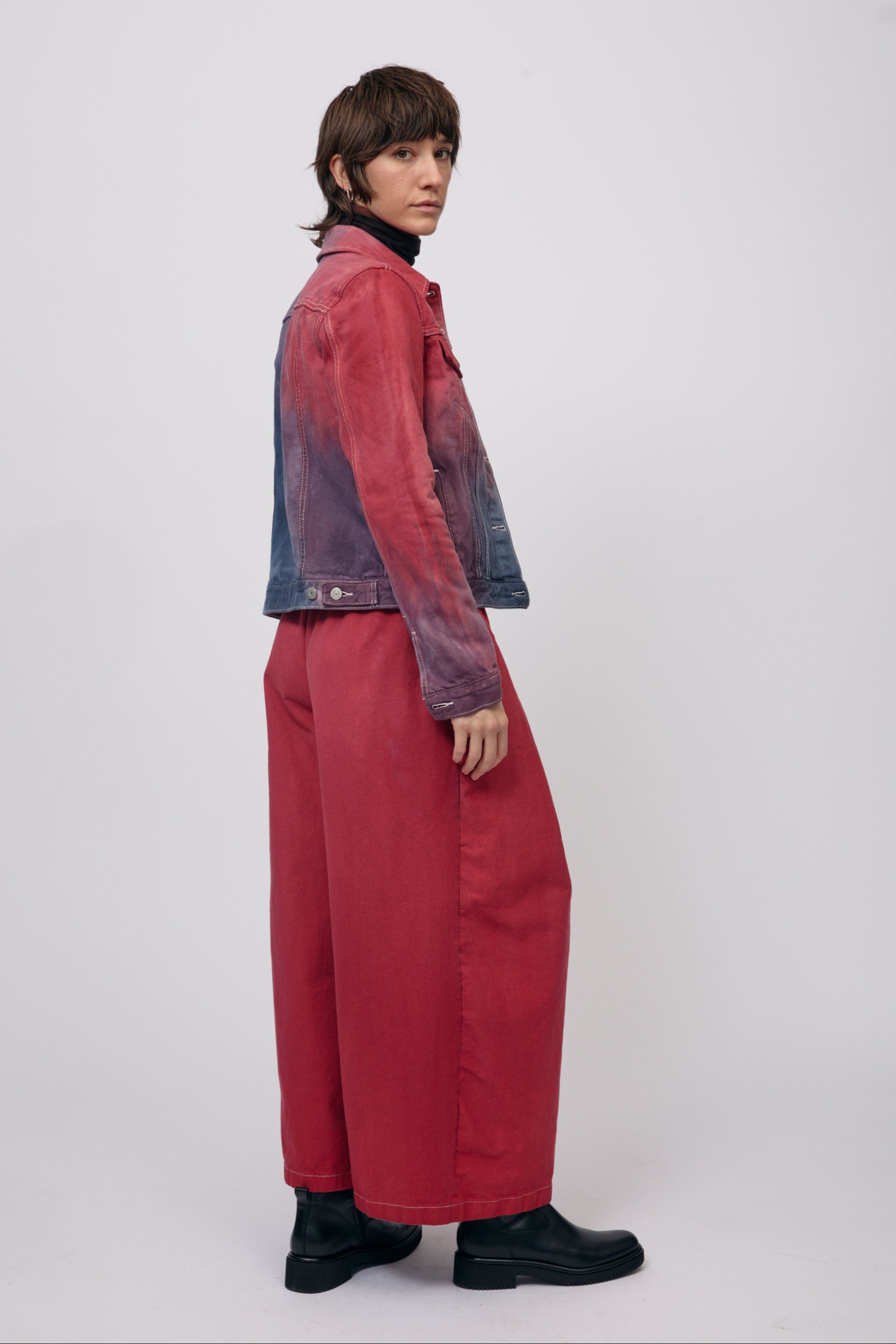 Warm Watercolor Reworked Denim Jacket