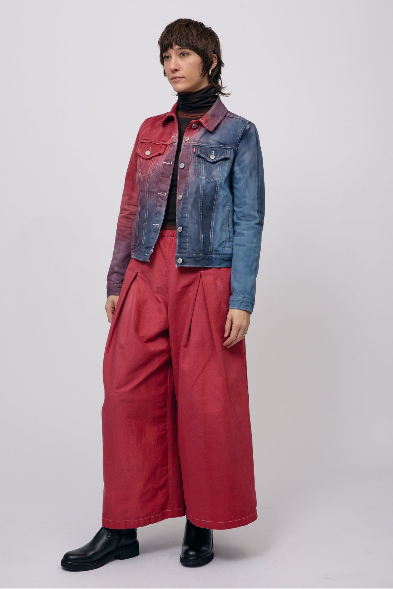 Warm Watercolor Reworked Denim Jacket