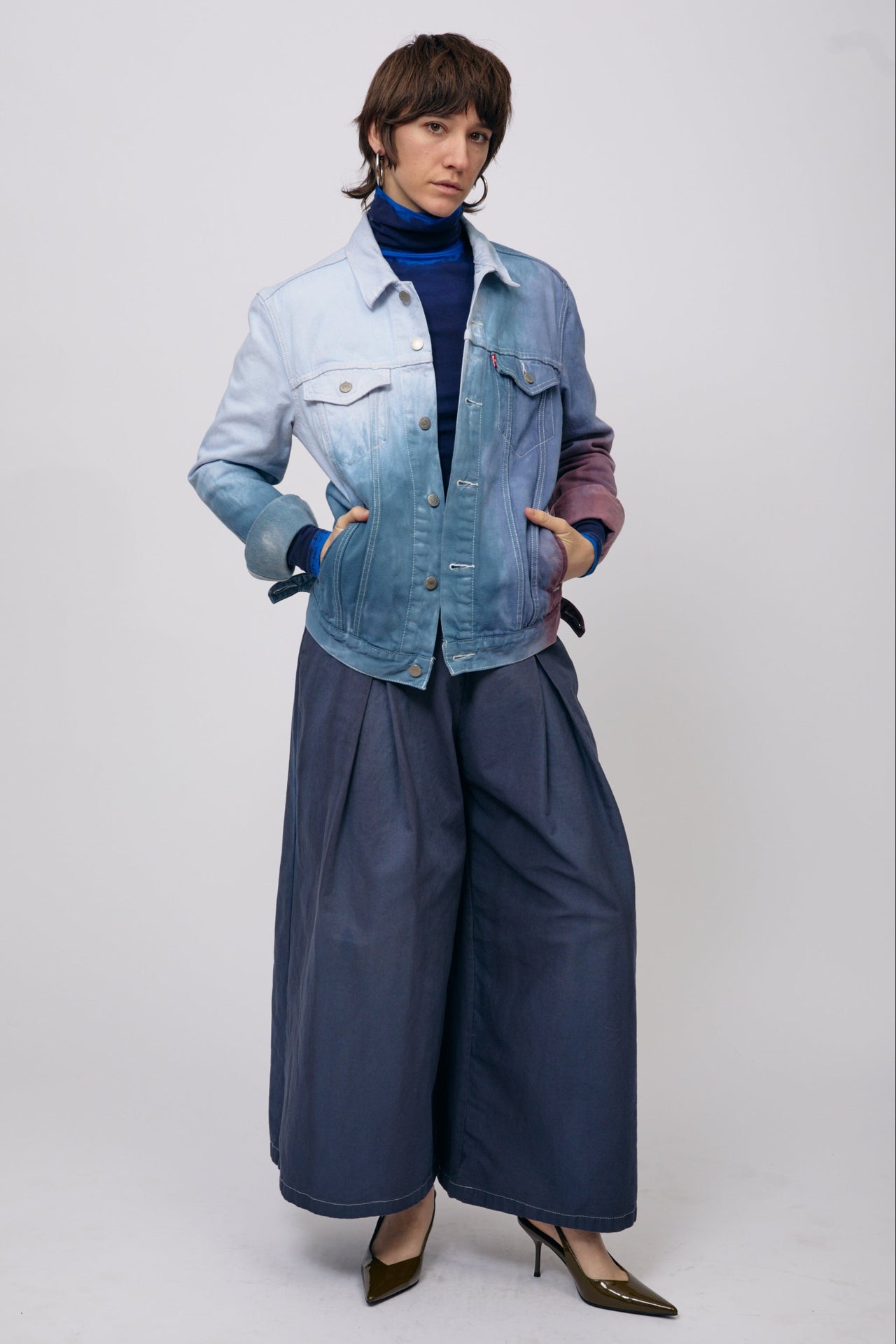 Cool Watercolor Reworked Denim Jacket