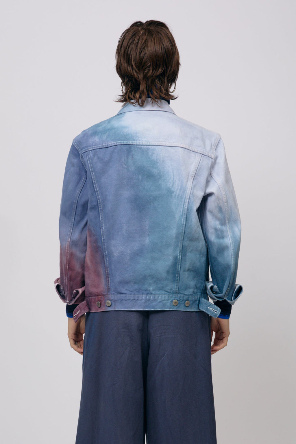 Cool Watercolor Reworked Denim Jacket