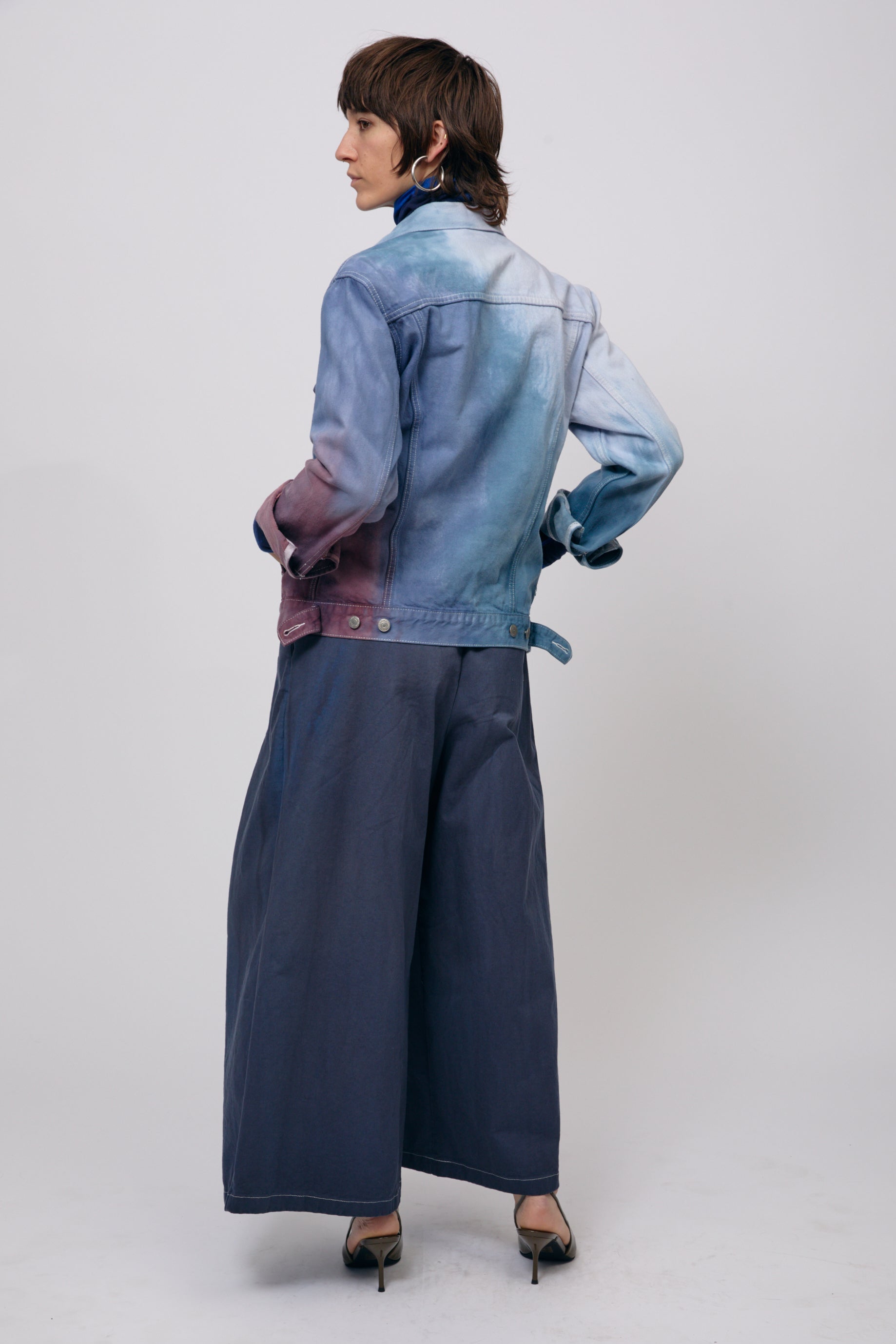 Cool Watercolor Reworked Denim Jacket