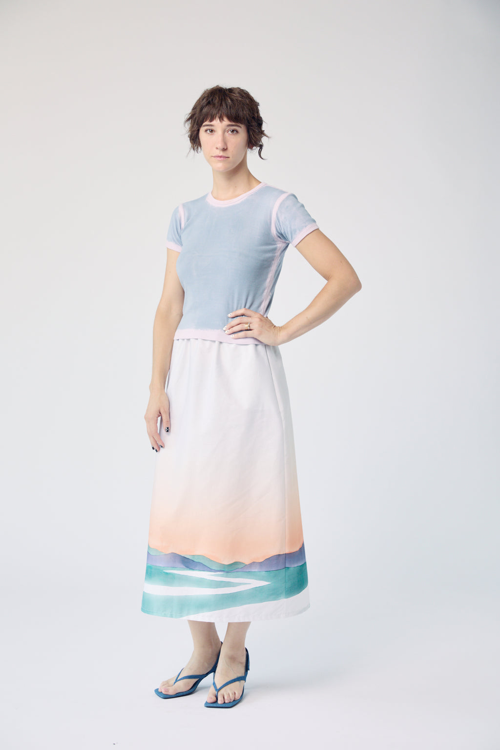 Limewash Baby Tee - Pale Slate on Taro