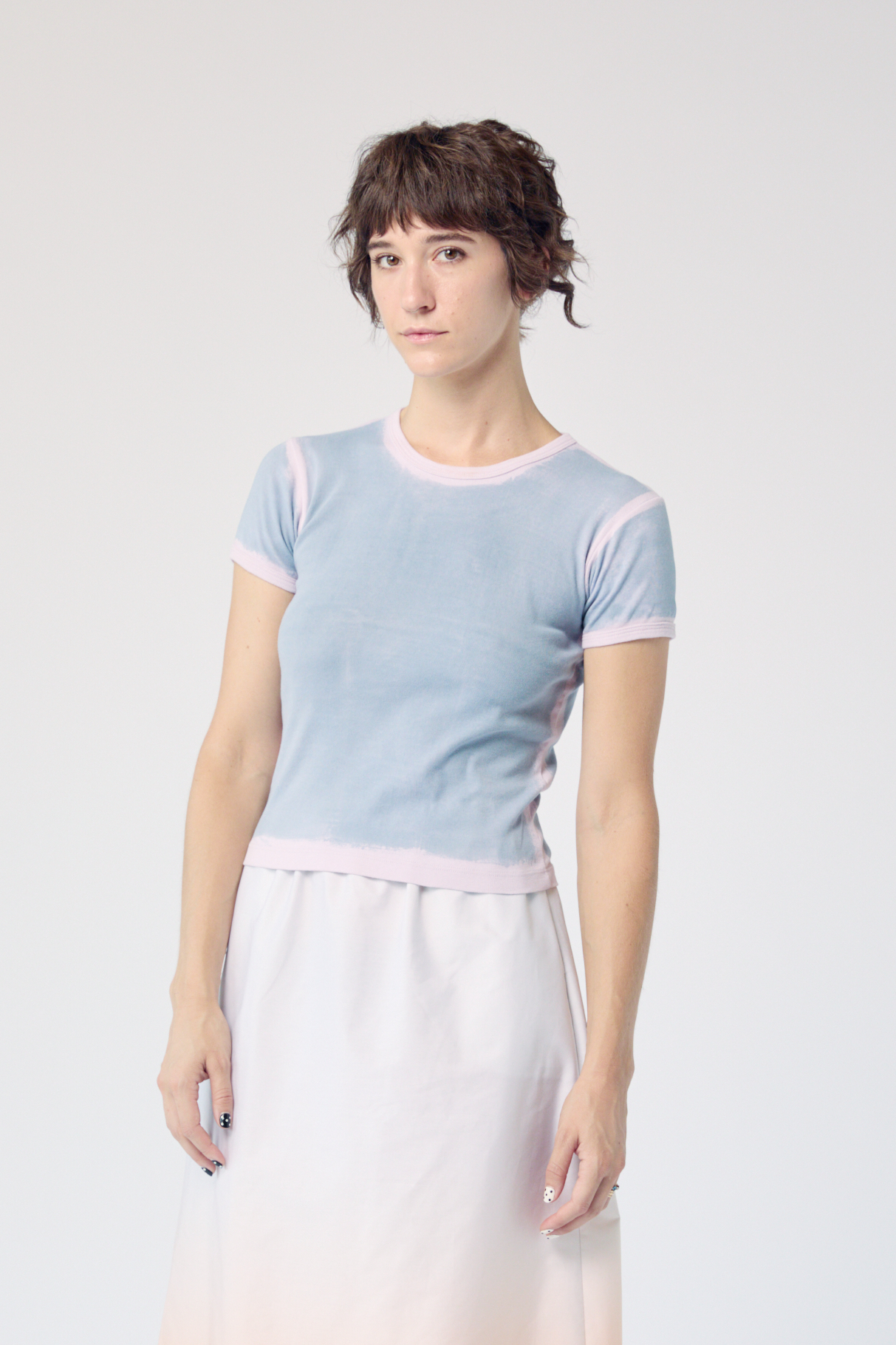 Limewash Baby Tee - Pale Slate on Taro