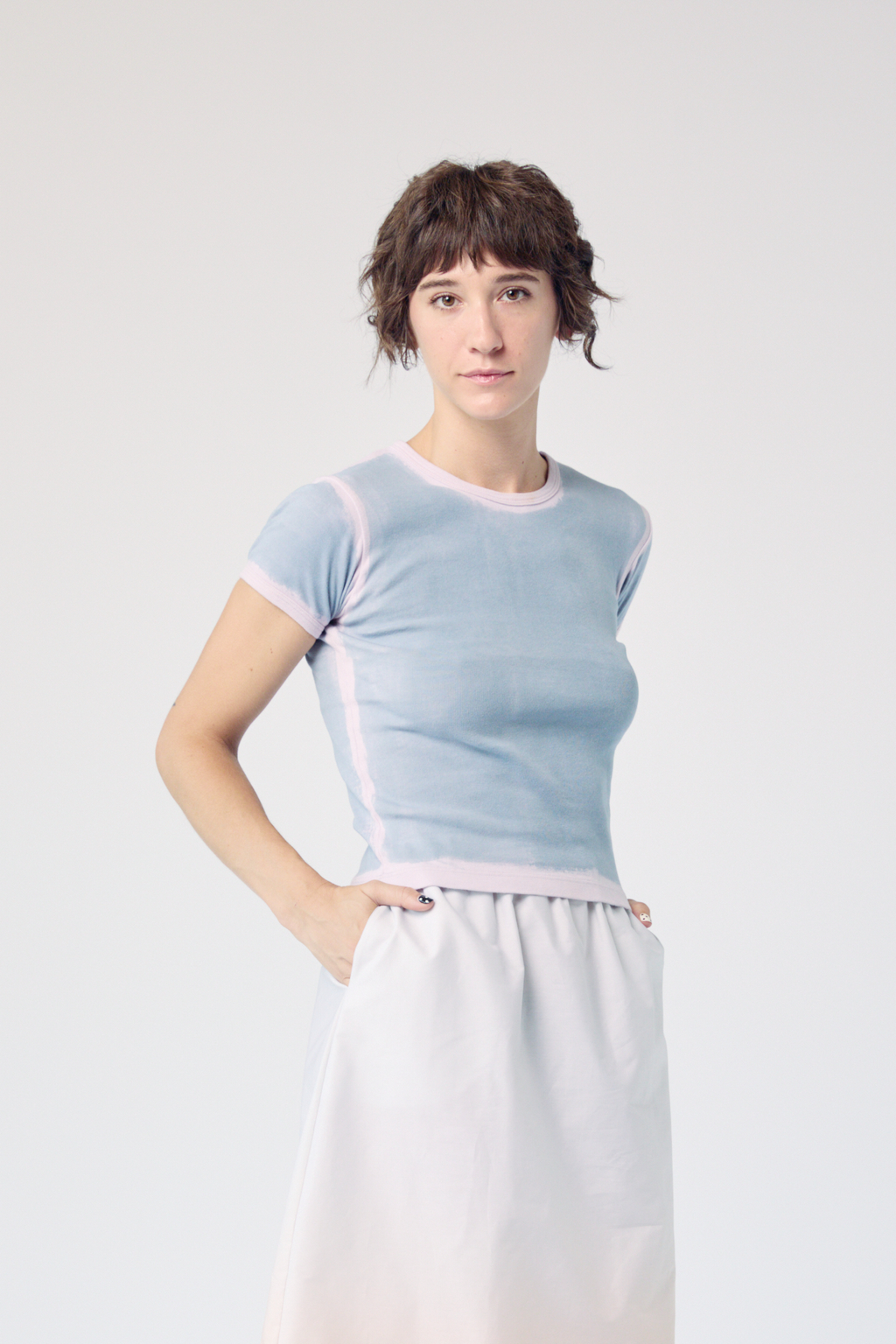 Limewash Baby Tee - Pale Slate on Taro