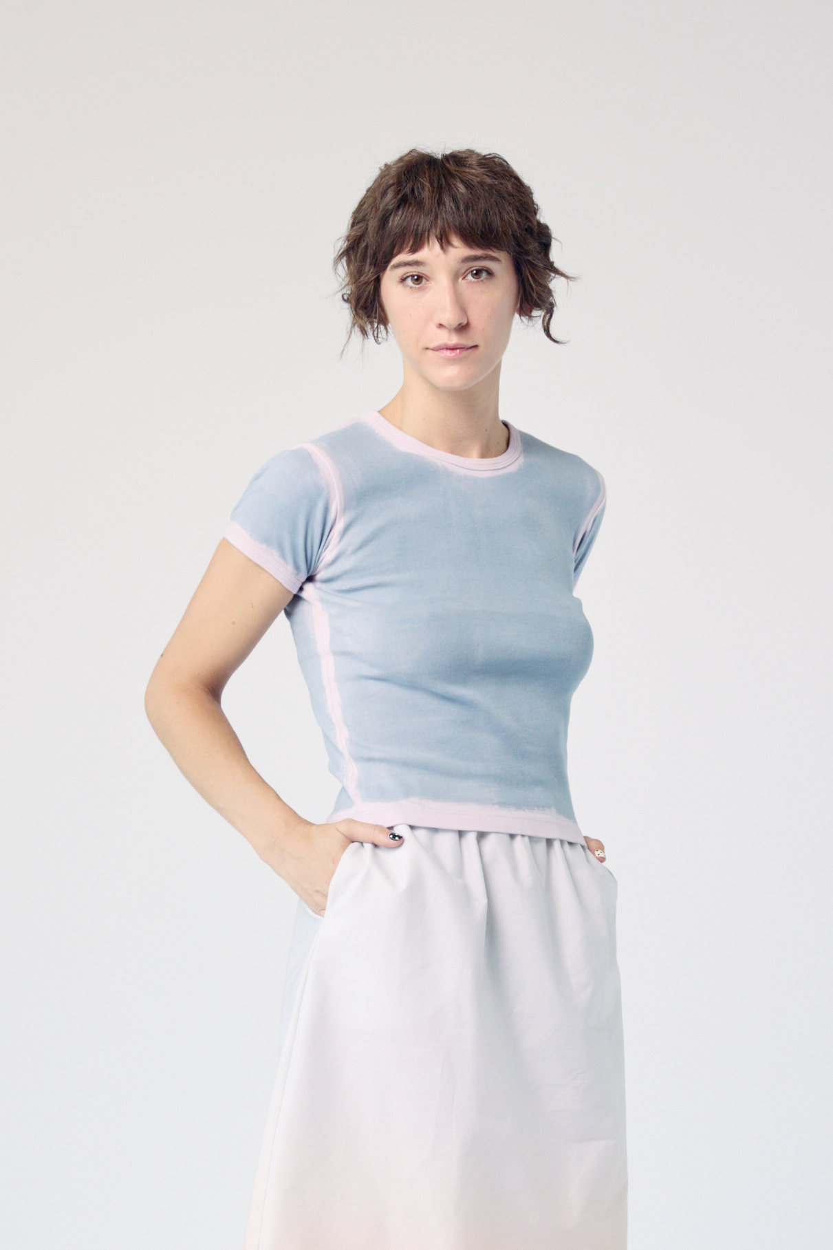 Limewash Baby Tee - Pale Slate on Taro