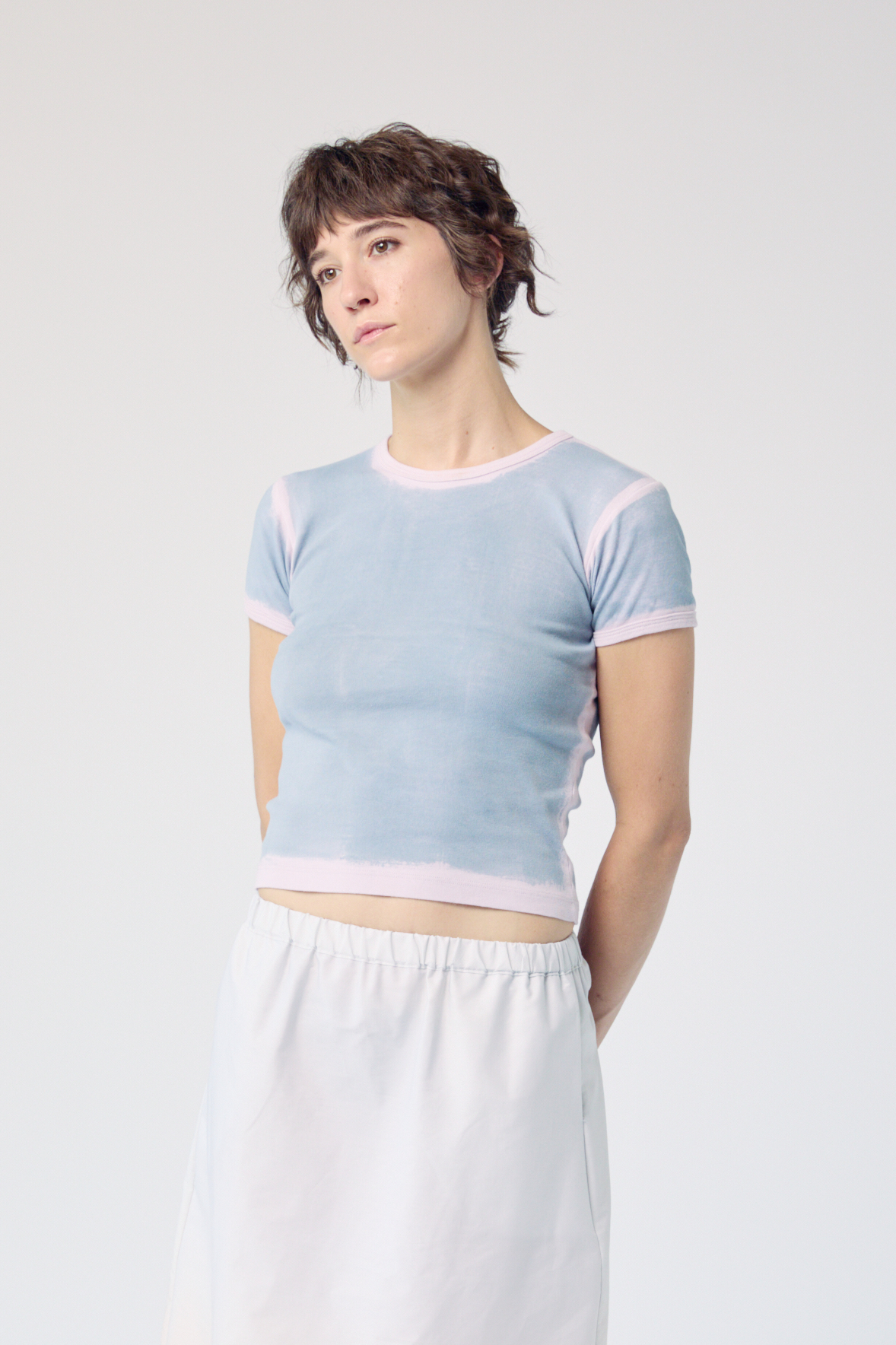 Limewash Baby Tee - Pale Slate on Taro