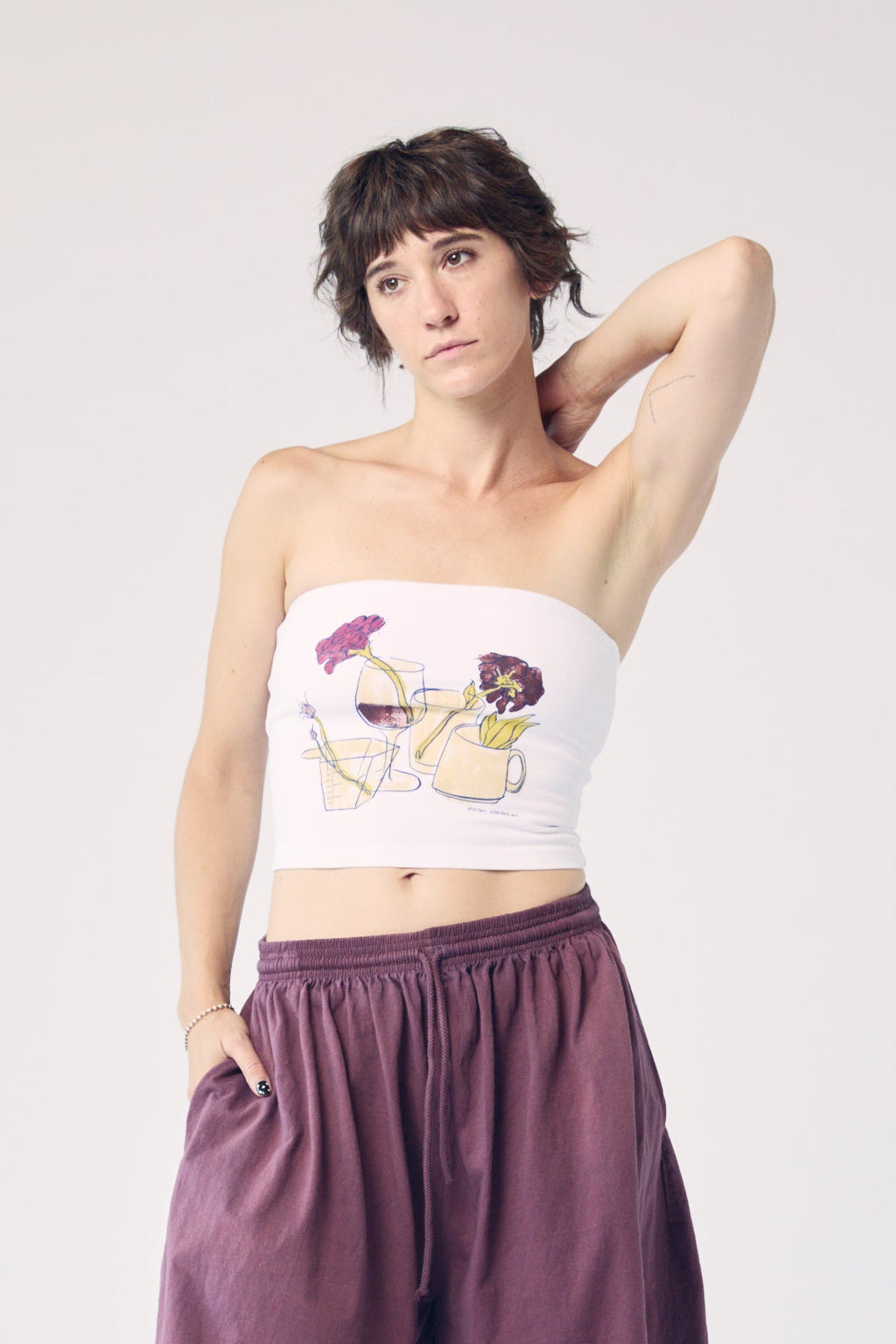 Still Life Tube Top - Hand-Painted Watercolor
