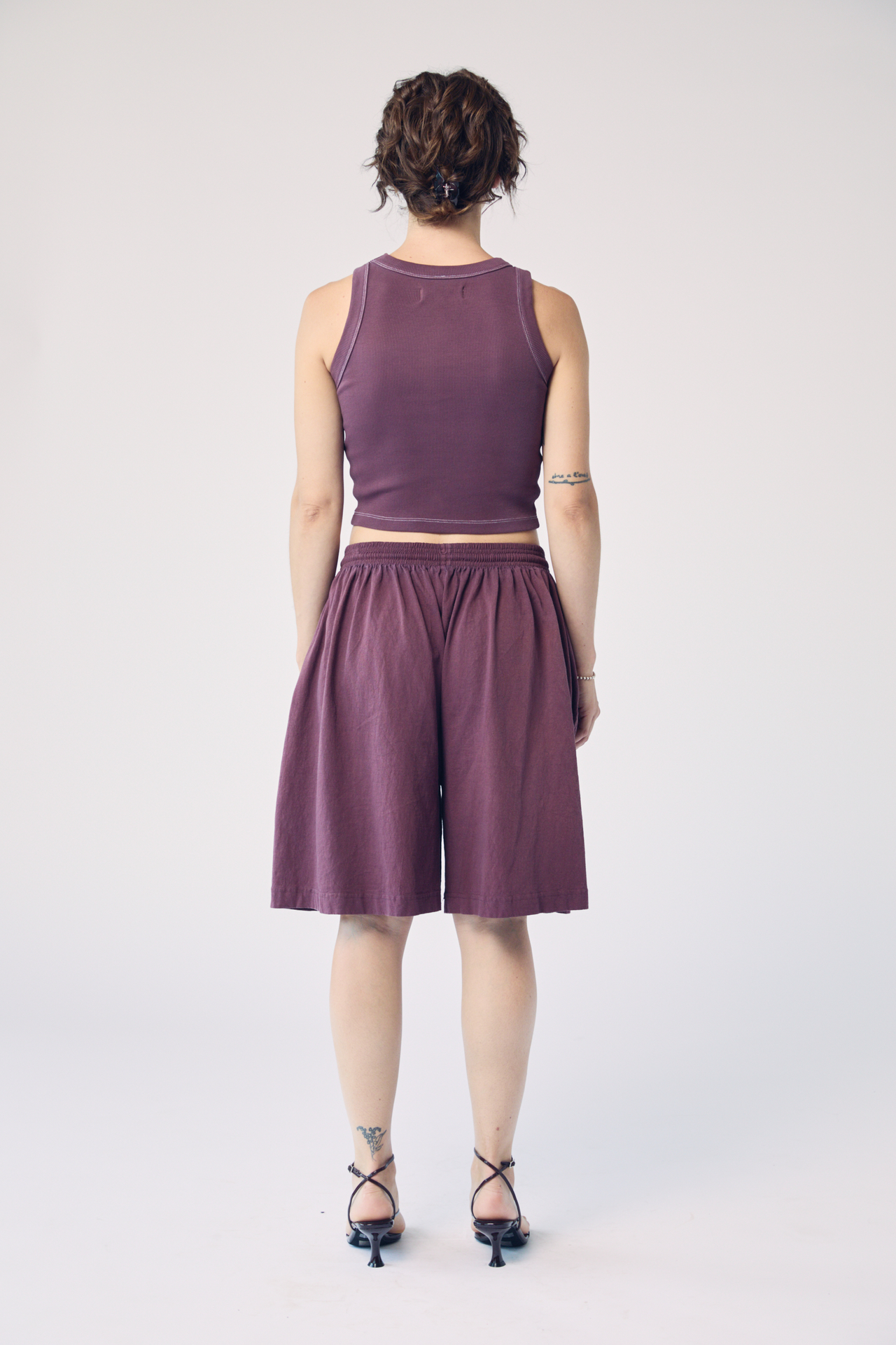 Garment-Dyed Shorts - Aubergine