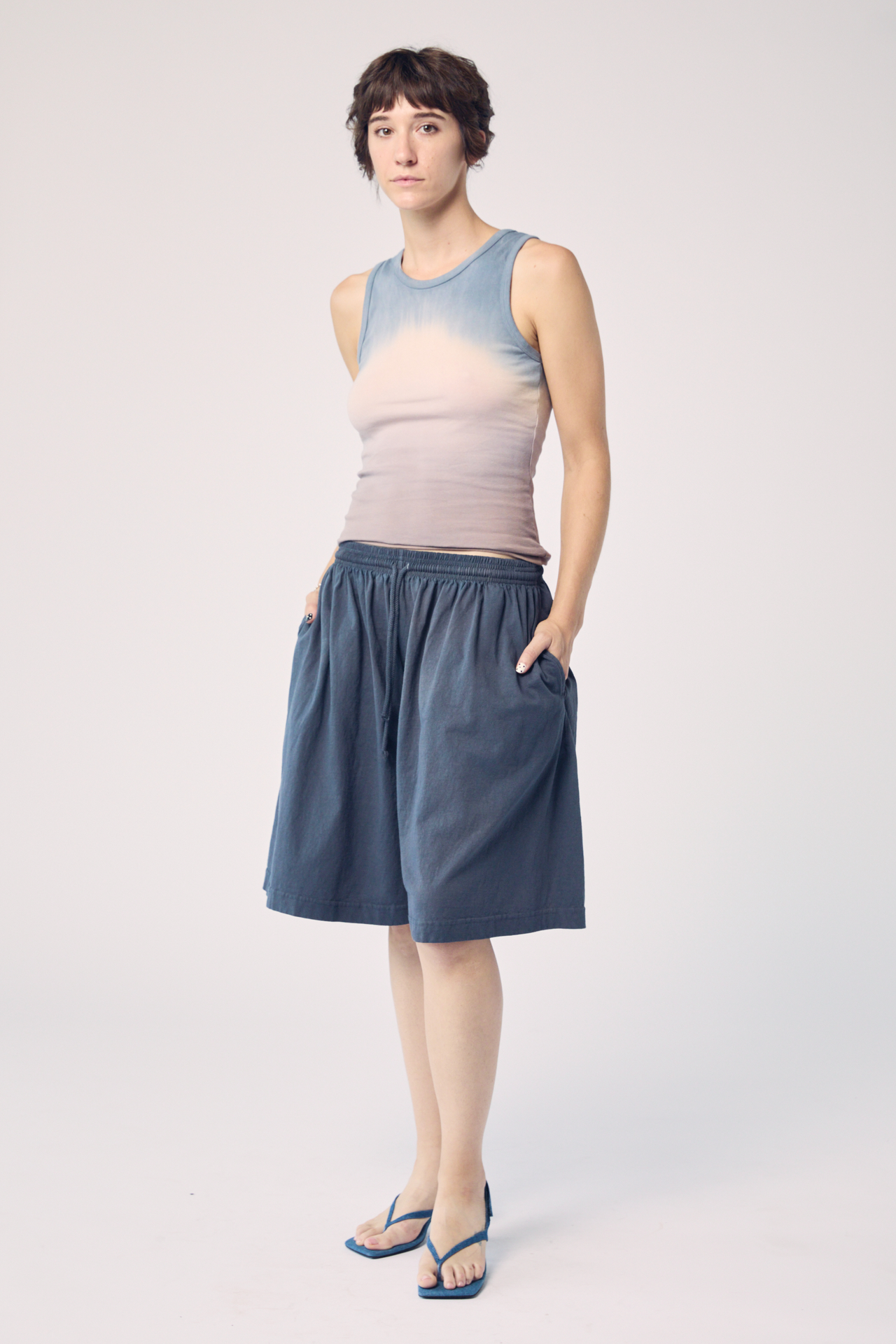 Garment-Dyed Shorts - Blue Black