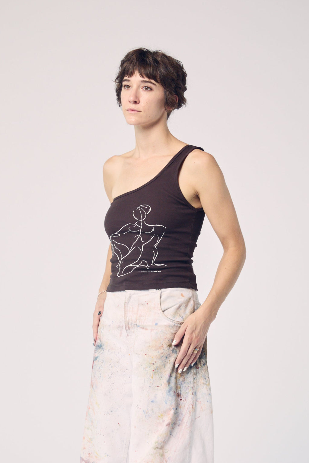 Figure Drawing One-Shoulder Tank