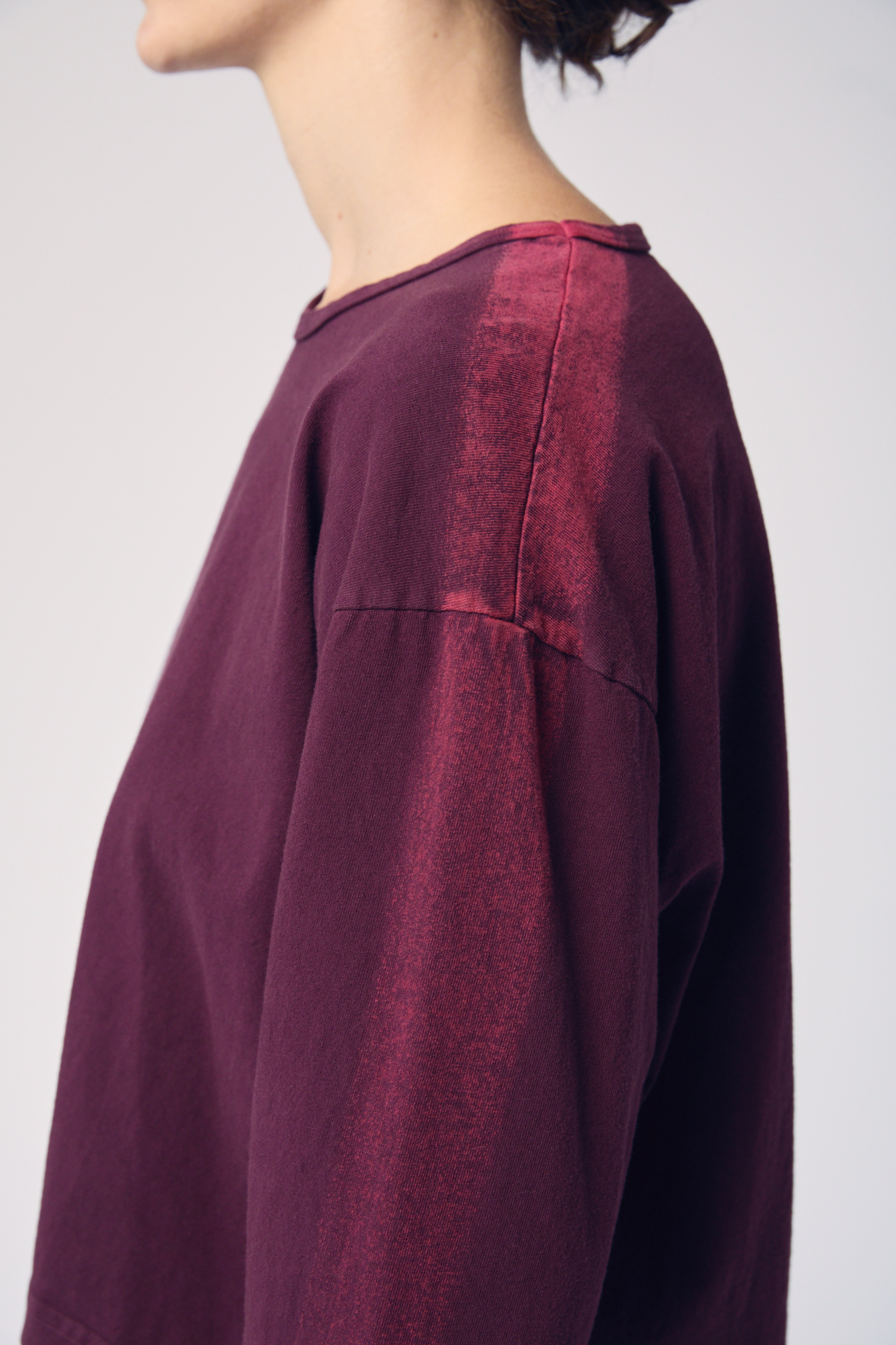 Long Sleeve Brushstroke Top - Oxblood and Ember