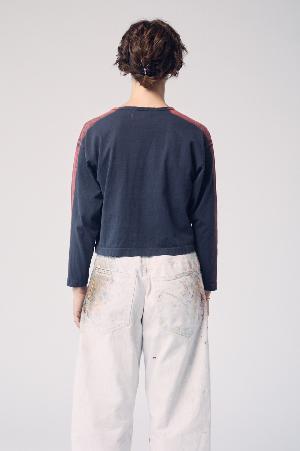 Long Sleeve Brushstroke Top - Iron and Rust