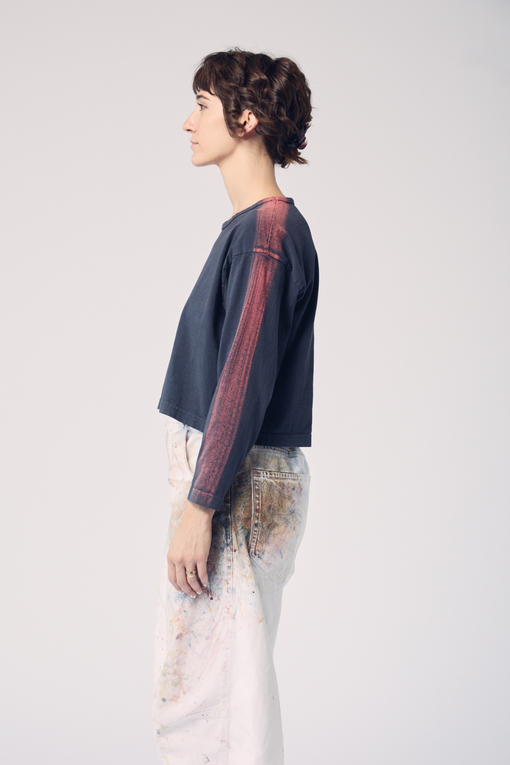 Long Sleeve Brushstroke Top - Iron and Rust