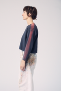Long Sleeve Brushstroke Top - Iron and Rust